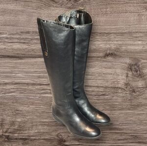 Women Vintage Leather Black Tall Riding Boots By Sam Edelman Size 7.5W